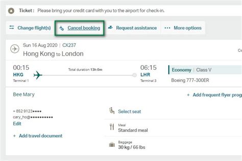 cathay online ticketing manage.
